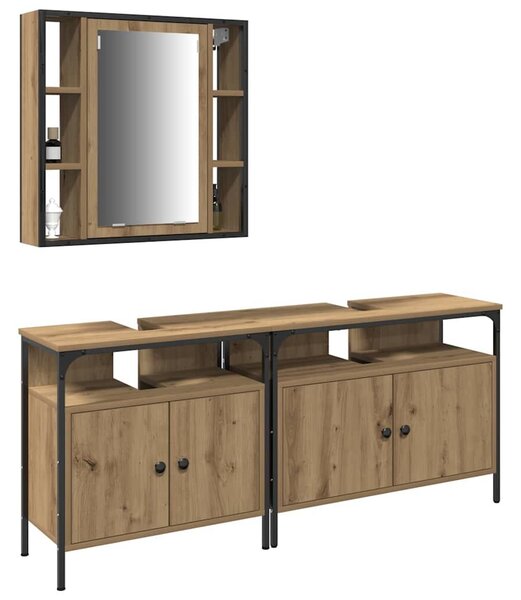 VidaXL Fürdőszobai Mosdószekrények 3 db Barna 80 x 30 x 60 cm