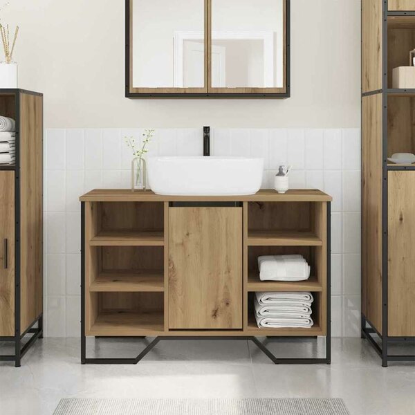 VidaXL Mosdószekrény tárolóval Artisan tölgy 91 x 35 x 60 cm Faanyag