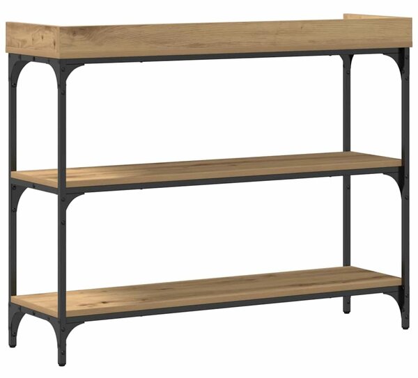 VidaXL Konzolasztal polcokkal kézműves tölgy 100 x 30 x 80 cm