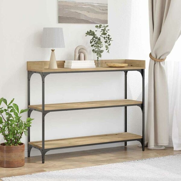 VidaXL Konzolasztal polcokkal kézműves tölgy 100 x 30 x 80 cm