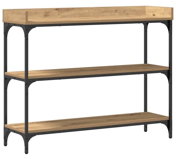 VidaXL Konzolasztal polcokkal kézműves tölgy 100 x 30 x 80 cm