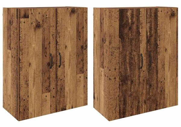 VidaXL Fali szekrény 2 db Öreg fa 69,5 x 34 x 90 cm Szerelt Fa