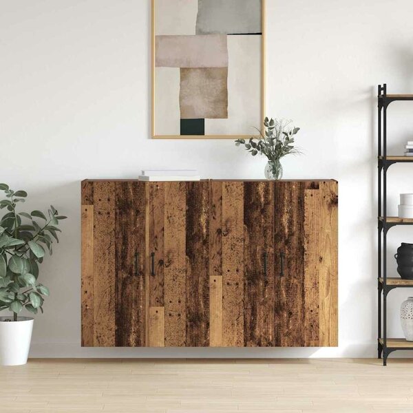 VidaXL Fali szekrény 2 db Öreg fa 69,5 x 34 x 90 cm Szerelt Fa