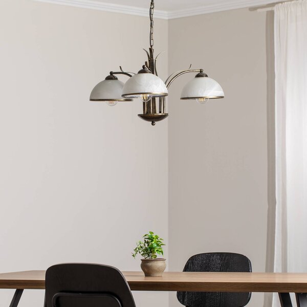 Luminex Csillár Korfu, 3 izzós, arany színű antik, Ø 68 cm, dimmelhető, Sárgaréz / arany, Nappali / Étkező, fém, Antik