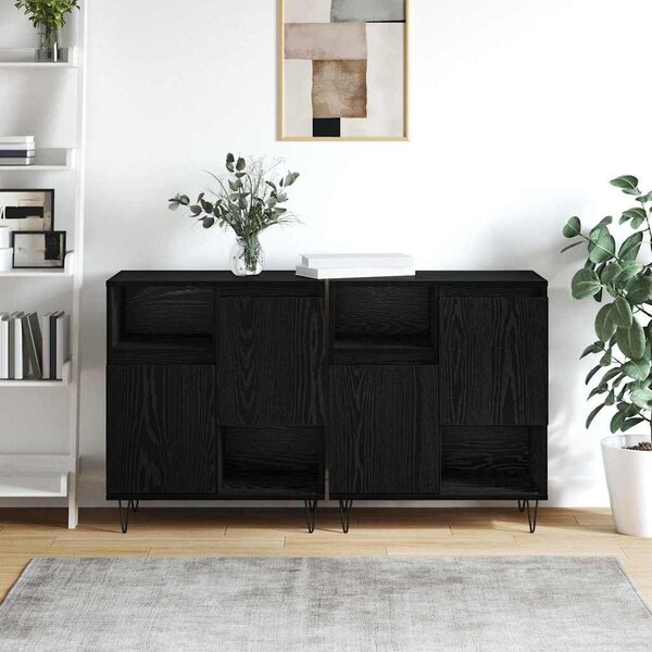 VidaXL Széf 2 db Fekete tölgy 60 x 35 x 70 cm