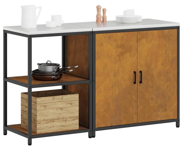 VidaXL Konyhai Tároló Készlet polcokkal 2 pcs Rozsdás 150 x 50 x 92 cm