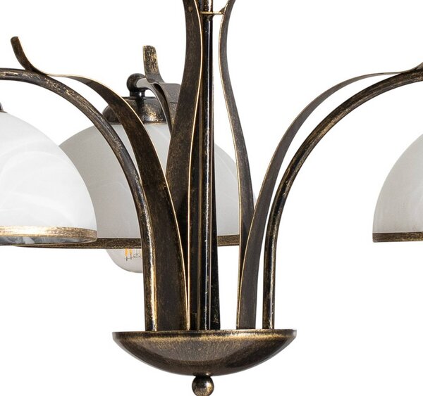 Luminex Csillár Korfu, 3 izzós, arany színű antik, Ø 68 cm, dimmelhető, Sárgaréz / arany, Nappali / Étkező, fém, Antik