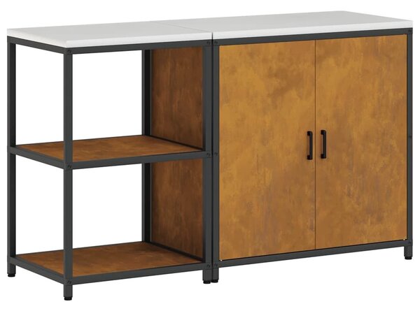 VidaXL Konyhai Tároló Készlet polcokkal 2 pcs Rozsdás 150 x 50 x 92 cm