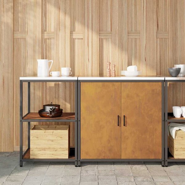 VidaXL Konyhai Tároló Készlet polcokkal 2 pcs Rozsdás 150 x 50 x 92 cm