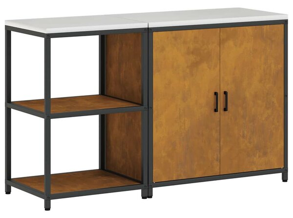 VidaXL Konyhai Tároló Készlet polcokkal 2 pcs Rozsdás 150 x 50 x 92 cm