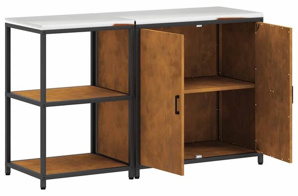 VidaXL Konyhai Tároló Készlet polcokkal 2 pcs Rozsdás 150 x 50 x 92 cm