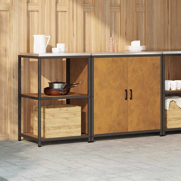 VidaXL Konyhai Tároló Készlet polcokkal 2 pcs Rozsdás 150 x 50 x 92 cm