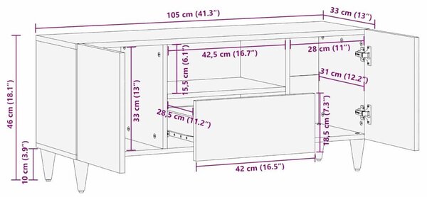 VidaXL Média tárolószekrények és állványok Barna 105 x 33.5 x 46 cm
