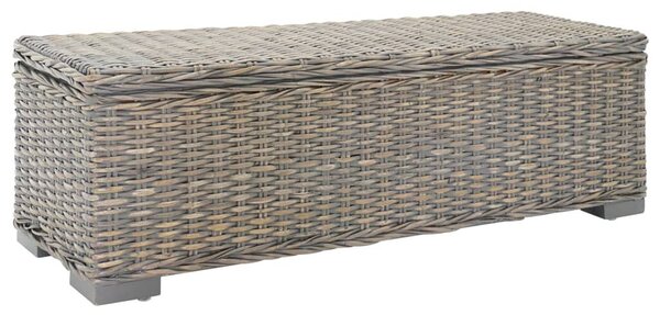 VidaXL szürke natúr kubu rattan és tömör mahagóni fa tárolódoboz 110 cm