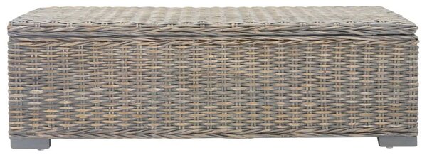 VidaXL szürke natúr kubu rattan és tömör mahagóni fa tárolódoboz 110 cm