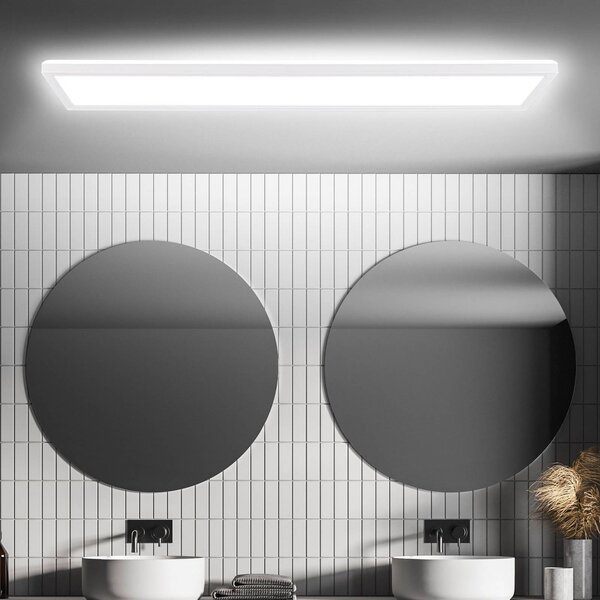 Briloner Move LED panel, érzékelő, 98 x 20 cm, IP44, műanyag, fehér, Fehér / opál, Folyosó, Műanyag