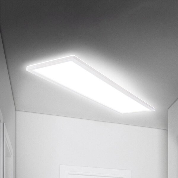 Briloner Move LED panel, érzékelő, 98 x 20 cm, IP44, műanyag, fehér, Fehér / opál, Folyosó, Műanyag