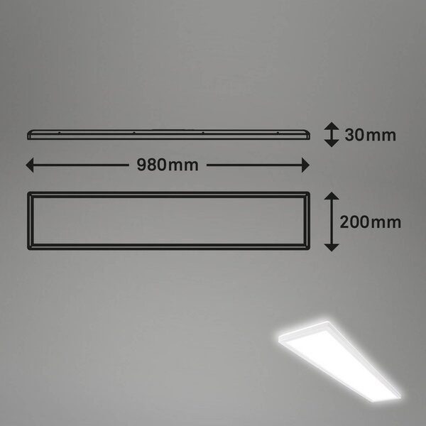 Briloner Move LED panel, érzékelő, 98 x 20 cm, IP44, műanyag, fehér, Fehér / opál, Folyosó, Műanyag