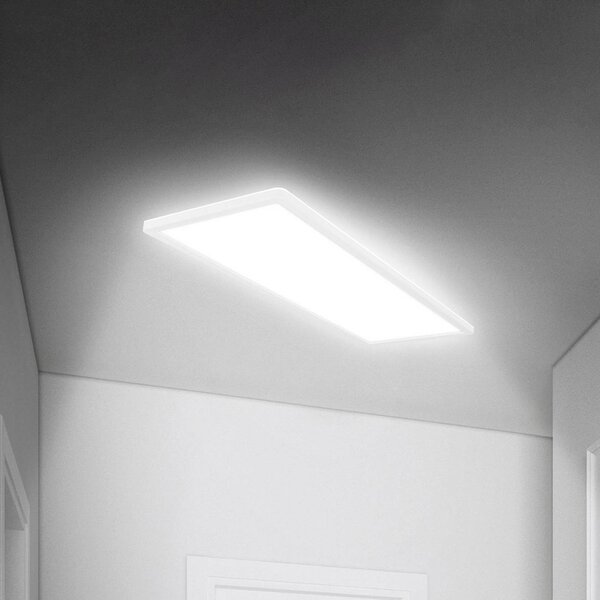 Briloner Move LED panel, érzékelő, 58 x 20 cm, IP44, műanyag, fehér, Fehér / opál, Folyosó, Műanyag