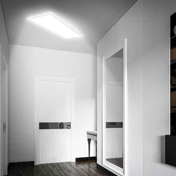 Briloner Move LED panel, érzékelő, 58 x 20 cm, IP44, műanyag, fehér, Fehér / opál, Folyosó, Műanyag