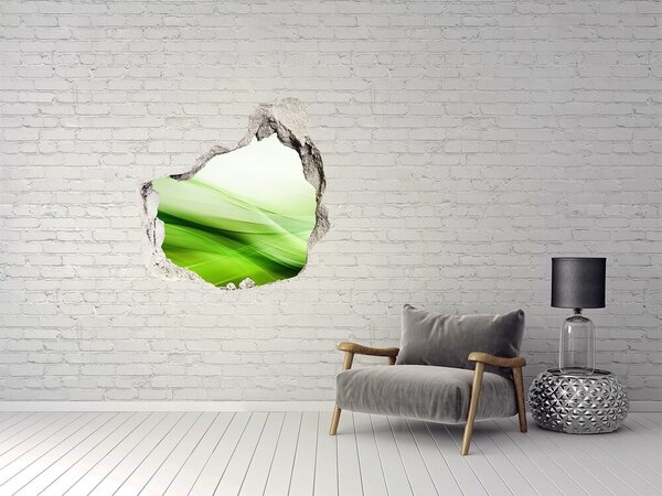 3d lyuk fal dekoráció Zöld hullámok háttér