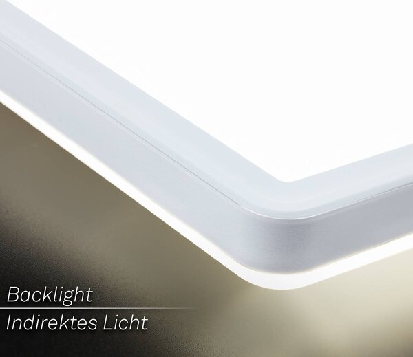 Briloner LED mennyezeti lámpa Tava, fehér, műanyag, 98 cm, háttérvilágítással, Fehér / opál, Nappali / Étkező, Műanyag, Modern