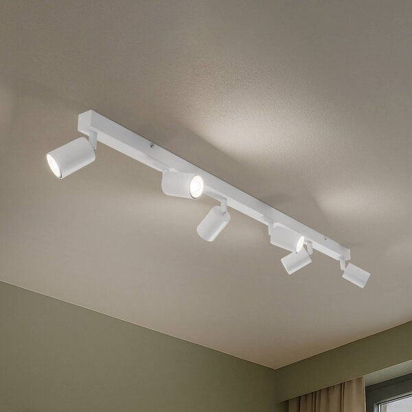TK Lighting Mennyezeti spotlámpa Top, fehér, 127 cm, 6 izzós, fém, GU10, dimmelhető, Fehér / opál, Nappali / Étkező, fém, Modern
