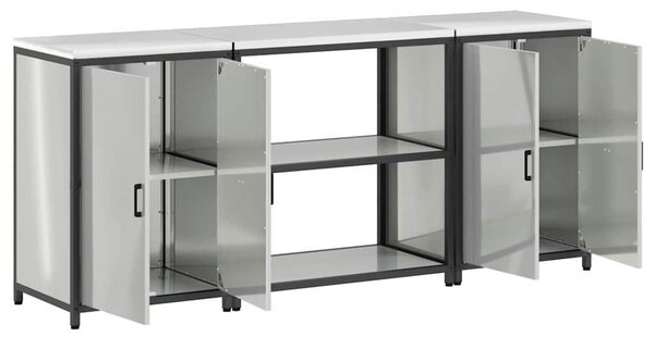 VidaXL Konyhai Tároló Készlet polcokkal 3 pcs Ezüst 210 x 50 x 92 cm