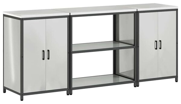 VidaXL Konyhai Tároló Készlet polcokkal 3 pcs Ezüst 210 x 50 x 92 cm