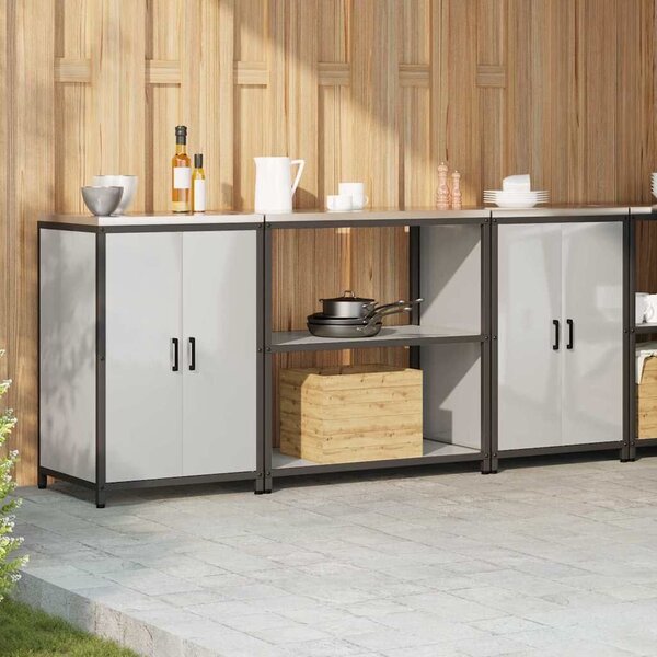 VidaXL Konyhai Tároló Készlet polcokkal 3 pcs Ezüst 210 x 50 x 92 cm