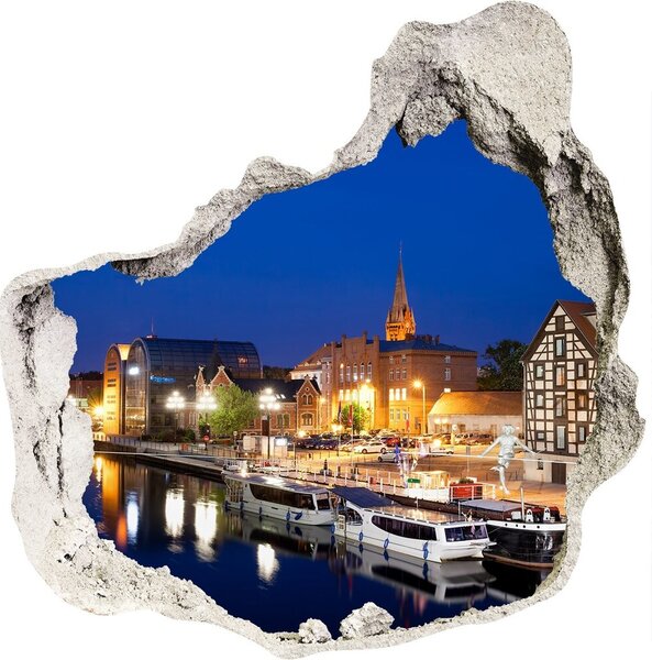3d lyuk fal dekoráció Bydgoszcz éj