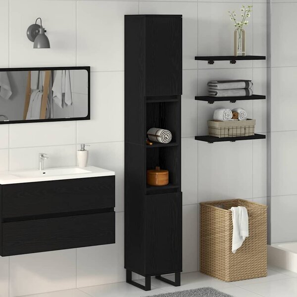 VidaXL Fürdőszoba Székény Fekete tölgy 30 x 30 x 190 cm Szerelt Fa