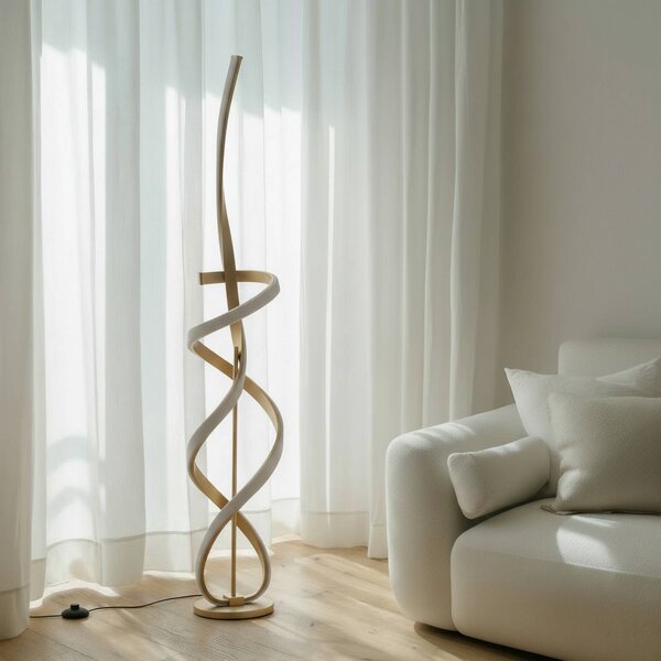 ONLI Kira LED állólámpa, magasság 140 cm, arany színű, fém, 4000K, Sárgaréz / arany, Nappali / Étkező, Alumínium, Modern