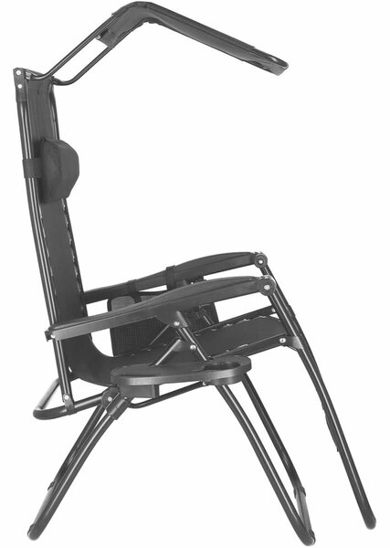 SERSIMO GC3 Összecsukható napozóágy, Zero Gravity relax, tetővel, 175 cm, fekete