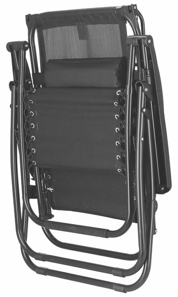 SERSIMO GC3 Összecsukható napozóágy, Zero Gravity relax, tetővel, 175 cm, fekete