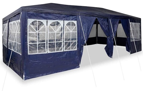 VidaXL Partysátor 800 x 400 x 266 cm, Poliészter és acél, Kék és Fehér