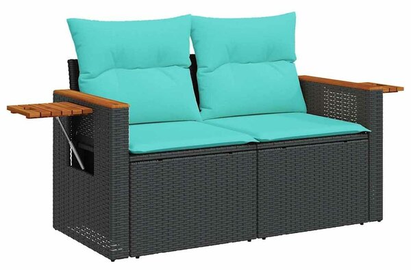VidaXL 6 részes fekete polyrattan kerti ülőgarnitúra párnákkal