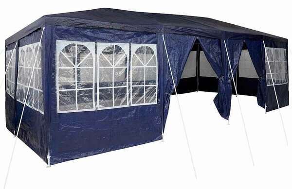 VidaXL Partysátor 800 x 400 x 266 cm, Poliészter és acél, Kék és Fehér