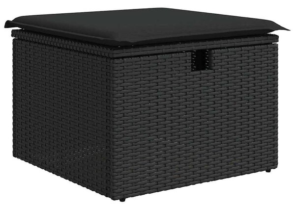 VidaXL Kerti Kanapé Szett párnával tárolóval 9 pcs Fekete Poli rattan