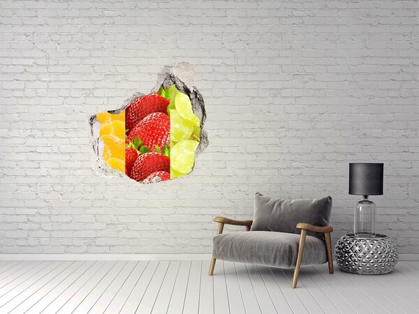 3d lyuk fal dekoráció Színes gyümölcsök