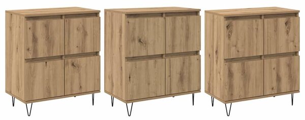 VidaXL Oldalszekrények 3 pcs kézműves tölgy 180 x 35 x 70 cm Faanyag