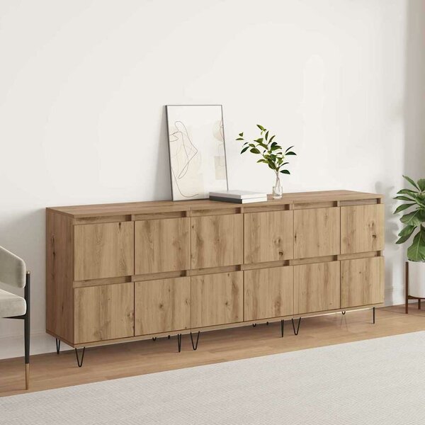 VidaXL Oldalszekrények 3 pcs kézműves tölgy 180 x 35 x 70 cm Faanyag