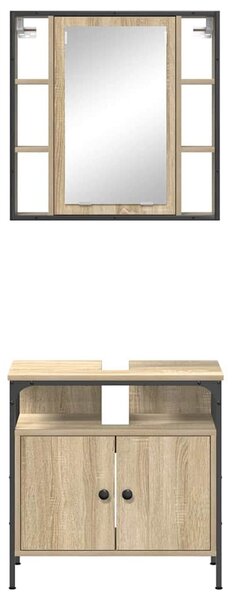 VidaXL Fürdőszoba bútor szett 2 db Barna 60 x 30 x 60 cm Szerelt fa