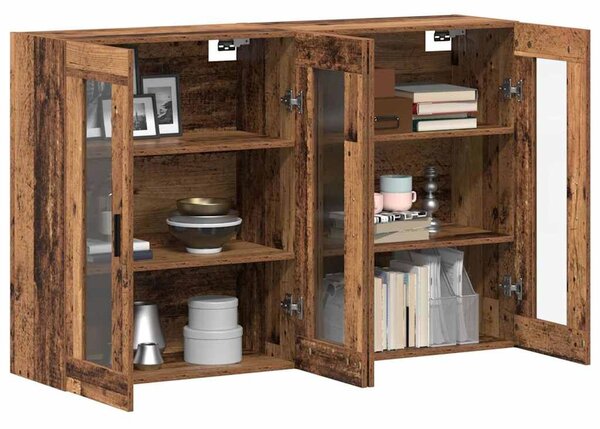VidaXL Fali Szekrények 2 db Régi fa 69,5 x 34 x 90 cm Szerelt Fa