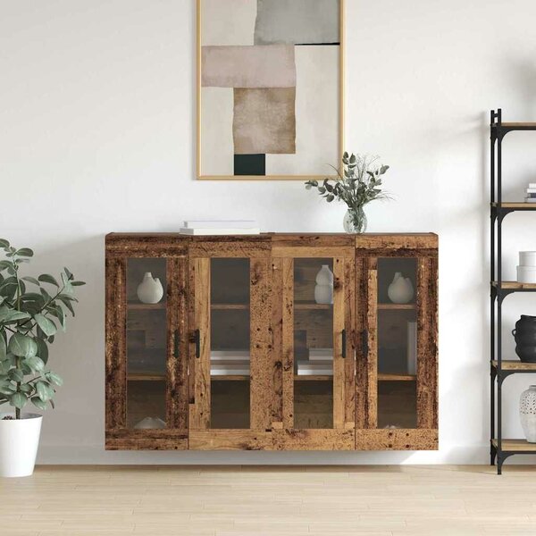 VidaXL Fali Szekrények 2 db Régi fa 69,5 x 34 x 90 cm Szerelt Fa