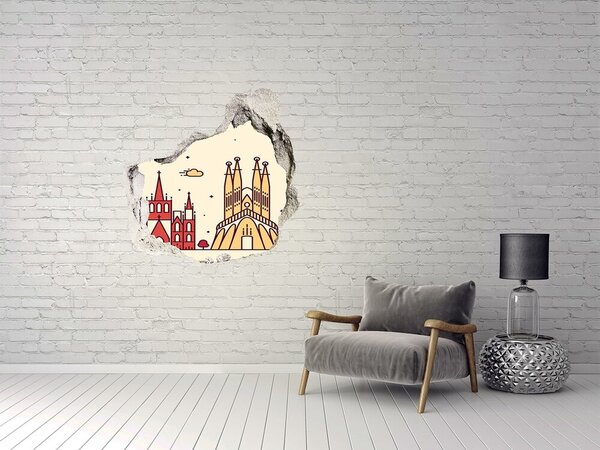 3d fali matrica lyuk a falban Felirattal barcelona