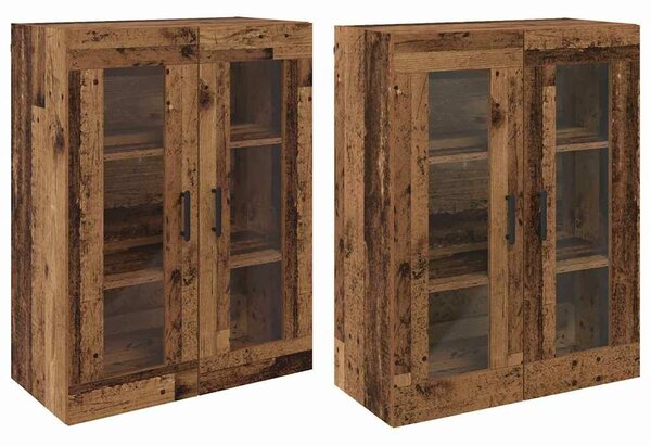 VidaXL Fali Szekrények 2 db Régi fa 69,5 x 34 x 90 cm Szerelt Fa