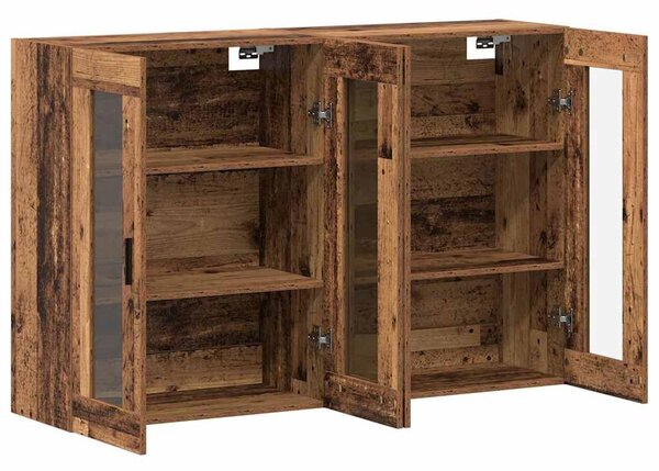 VidaXL Fali Szekrények 2 db Régi fa 69,5 x 34 x 90 cm Szerelt Fa