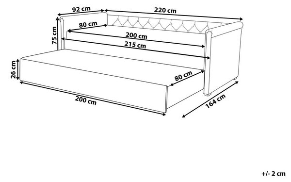 Kihúzható heverő LIBOURNE 80 x 200 cm Sötétzöld