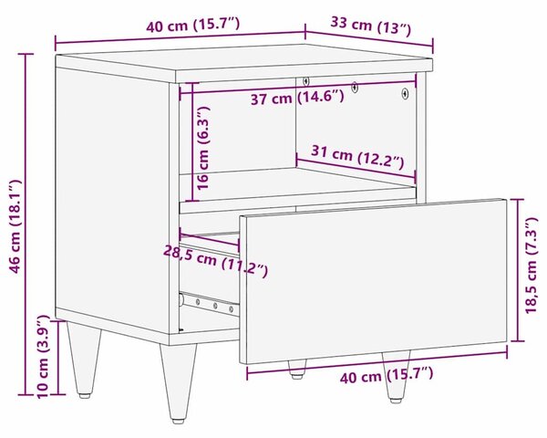 VidaXL Éjjeliszekrény 2 pcs Világos Barna 40 x 33 x 46 cm Szerelt Fa